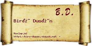 Biró Dusán névjegykártya