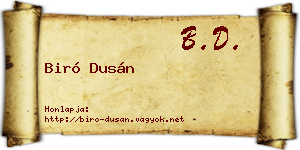 Biró Dusán névjegykártya